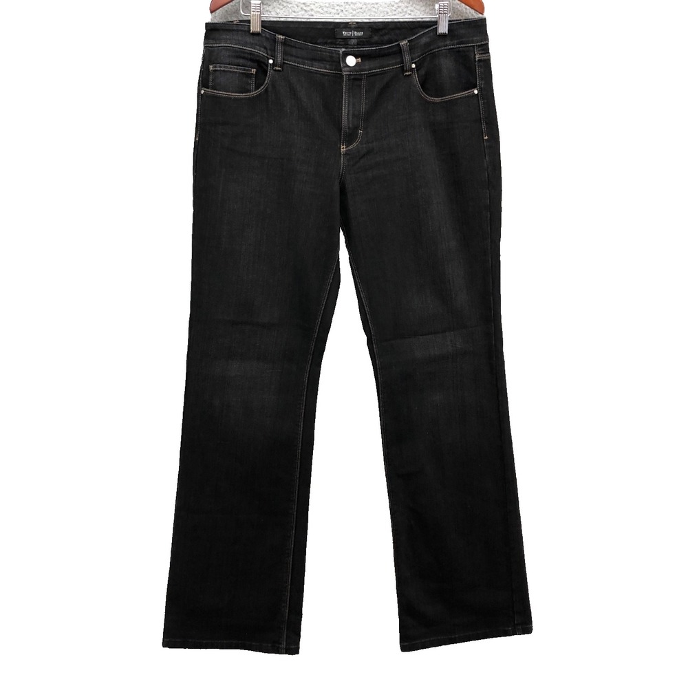 White House Black Market Jeans Womens 14 Regular Black Straight Leg Mid Rise